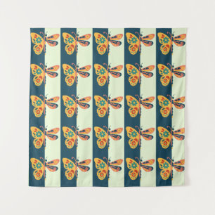 Farbige Schmetterlingsdekoration mit floralen Elem Wandteppich