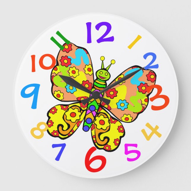 Farbige Schmetterlingsfliege Kinder Uhr Zimmermans (Vorderseite)