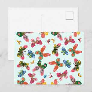 Farbige Schmetterlingsgarten-Postkarte Postkarte