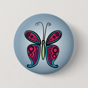 Farbige Schmetterlingsillustration Button