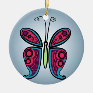 Farbige Schmetterlingsillustration Keramik Ornament