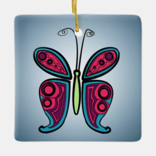 Farbige Schmetterlingsillustration Keramikornament