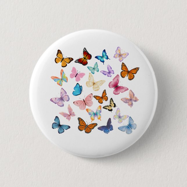 Farbige Schmetterlingsmuster-Anstecknadel Button (Vorderseite)