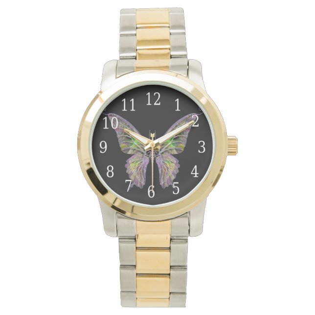 Farbige Schmetterlingswache Armbanduhr (Vorderseite)