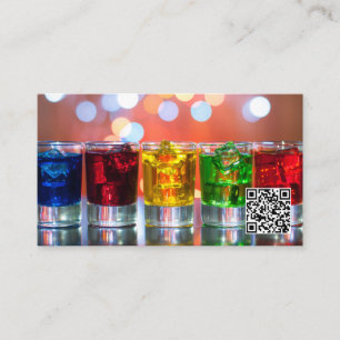 Farbige Schnapsglas-Drinks / QR-Barcode Visitenkarte