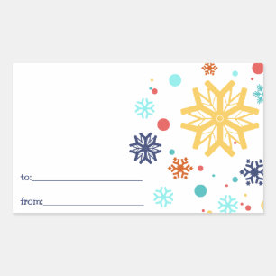 Farbige Schneeflocken Weihnachtsaufkleber Rechteckiger Aufkleber