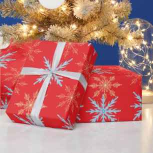 Farbige Schneeflocken-Weihnachtspapier - Rot, Geschenkpapier