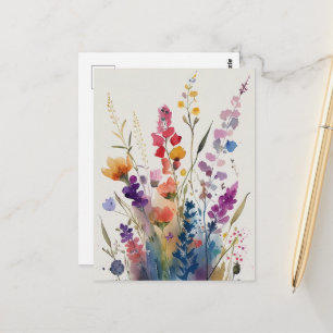 Farbige schöne Aquarell-Wildblumen Postkarte