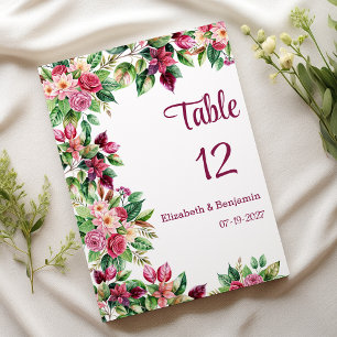 Farbige schöne Blumenstrauß Tischzahlen Einladung