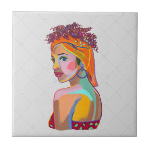 Farbige schöne Mädchen Kunst abstraktes Design Fliese