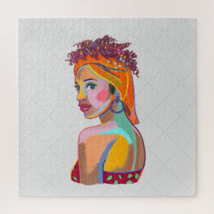 Farbige schöne Mädchen Kunst abstraktes Design Puzzle