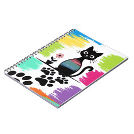 Farbige Schwarz-Cat-Notebook-Niedliche Paw Print D Notizblock