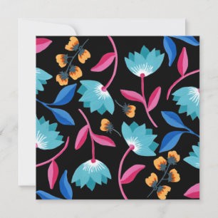Farbige schwarze Blumen-Volks Kunst