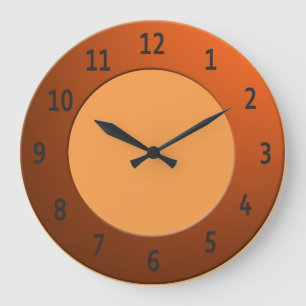 Farbige Schwarze Ziffern in Orangenrahmen Große Wanduhr