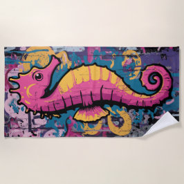 Farbige Seepferdchen-Pop-Art-Splash-Illustration Strandtuch