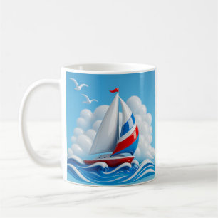 Farbige Segelboot-Abenteuer Kaffeetasse