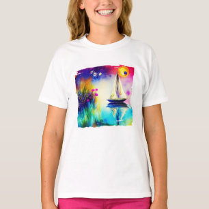 Farbige Segelboot T-Shirt