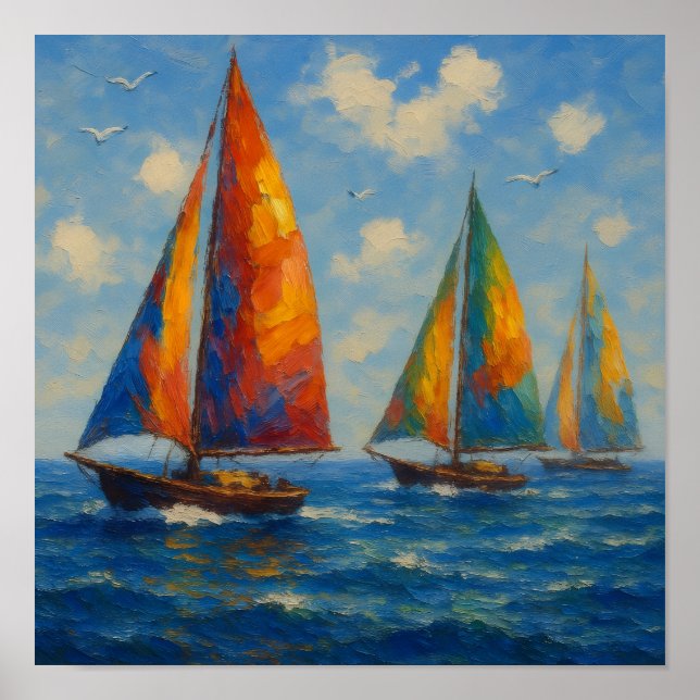 Farbige Segelyachten Poster (Vorne)