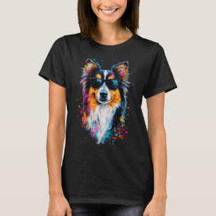 Farbige Shetland-Schäferhund Gesicht Süßer Welpe H T-Shirt