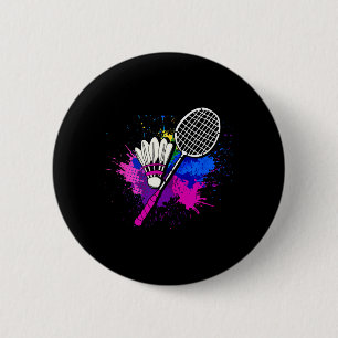 Farbige Shuttlecock-Racket-Badminton-Spielerin Button