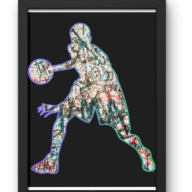 Farbige Silhouette des Basketballspielers Tri-Blend Shirt (Von Creator hochgeladen)