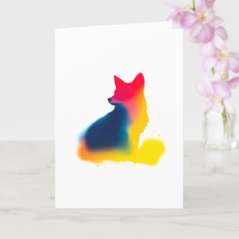 Farbige Silhouette Paint Fox Karte