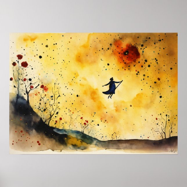 Farbige Silhouette Watercolor Wall Poster (Vorne)