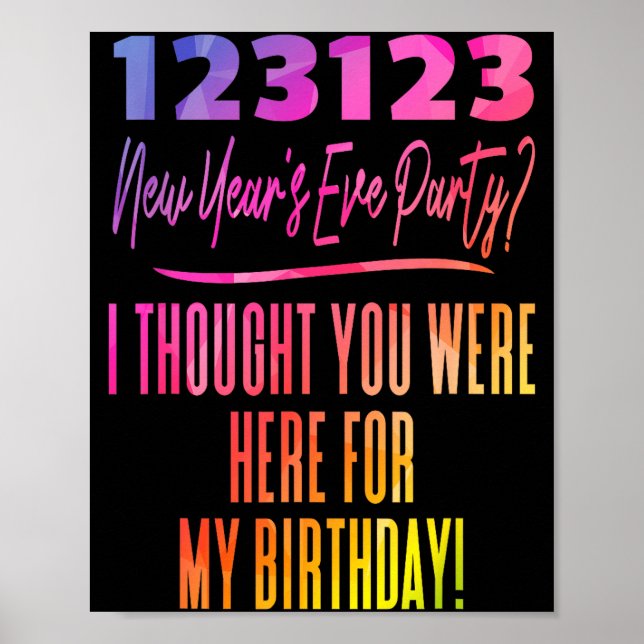Farbige Silvester-Geburtstagsfeier 123123 Und  Poster (Vorne)