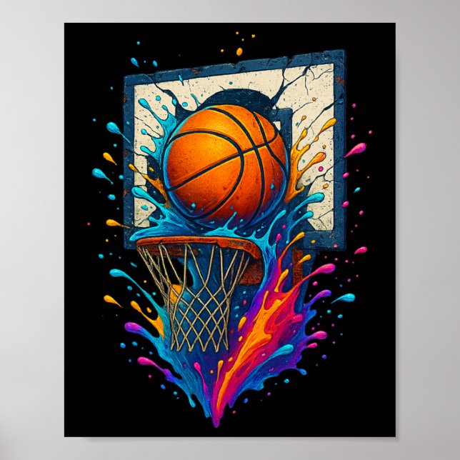 Farbige Sketll Slam Dunk Splash Hoop Tafel  Poster (Vorne)