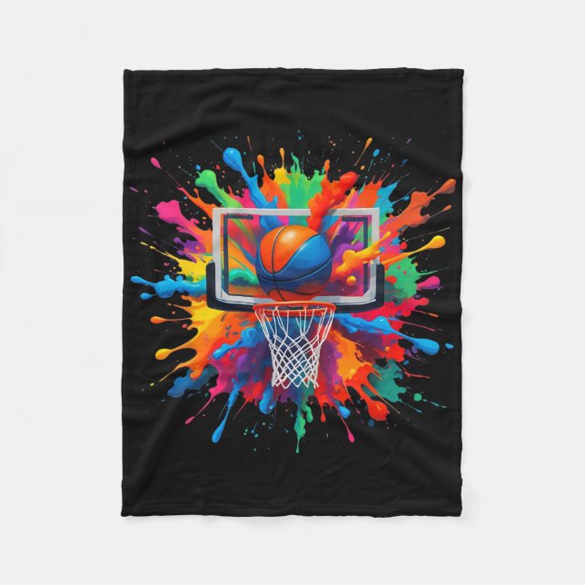 Farbige Sketll Tie Dye Hoop Net Slam Dunk Splash  Fleecedecke (Vorderseite)