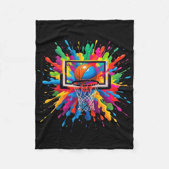 Farbige Sketll Tie Dye Hoop Netz Slam Dunk Splash  Fleecedecke (Vorderseite)