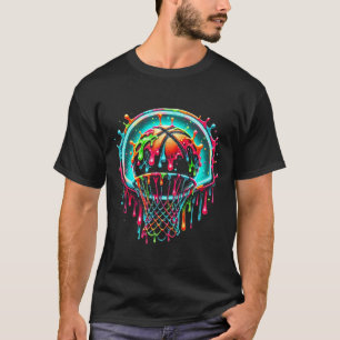 Farbige Sketll tropfende Farbspritzer-Reifen-Netz- T-Shirt