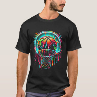 Farbige Sketll tropfende Farbspritzer-Reifen-Netz- T-Shirt