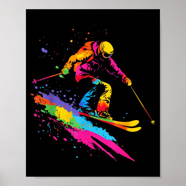 Farbige Skifahren Skier  Poster (Vorne)