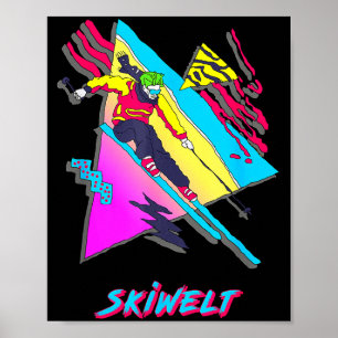 Farbige Skiwelt-Abenteuer-Design-Ski-Skifahrer-Ski Poster