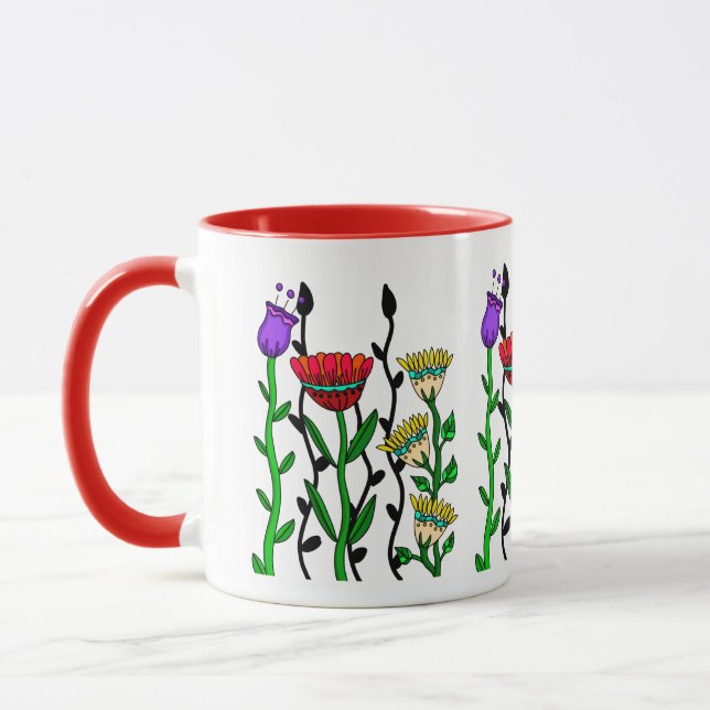 Farbige skurrile Blume Tasse (Links)