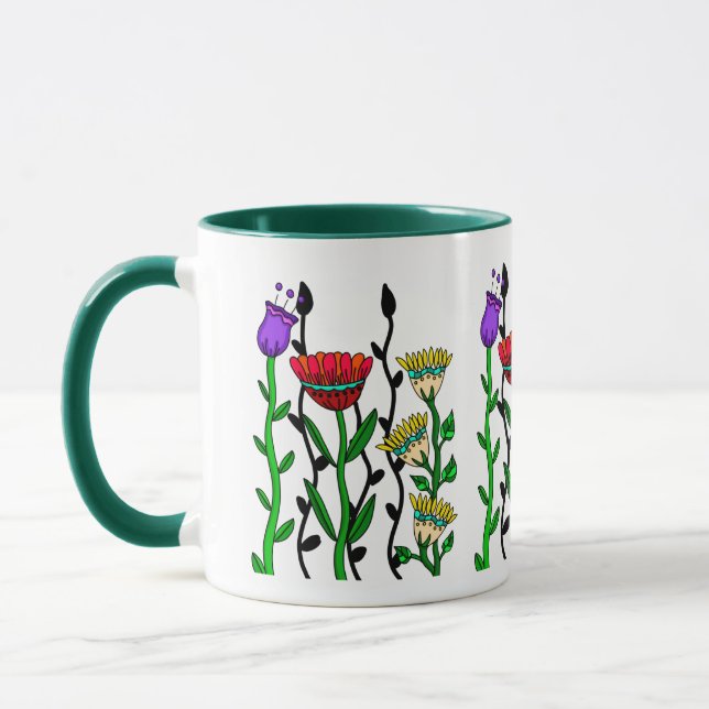 Farbige skurrile Blume Tasse (Links)