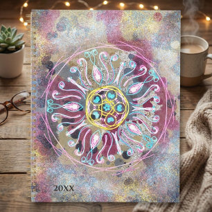 Farbige skurrile Boho-Blumen-Planer Planer