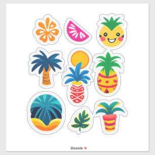 Farbige Sommer-Emoji-Aufkleber Aufkleber