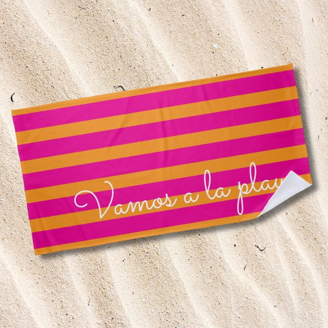 Farbige Sommer-Pink-Orange-Text  Strandtuch (Von Creator hochgeladen)