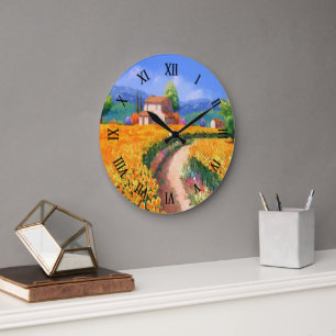 Farbige Sommer-Sonnenblumen La Provence Frankreich Große Wanduhr