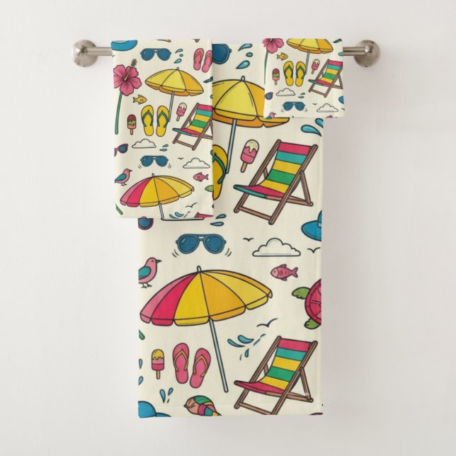Farbige Sommer-Strandsonnenschirm-Muster Badhandtuch Set (Insitu)