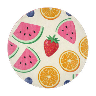 Farbige Sommerfrüchte Wassermelone Orange Schneidebrett