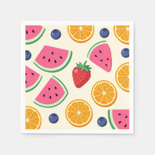 Farbige Sommerfrüchte Wassermelone Orange Serviette