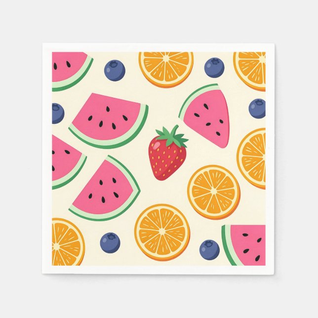 Farbige Sommerfrüchte Wassermelone Orange Serviette (Vorderseite)