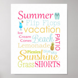 Farbige Sommerwörter und -phrasen Poster