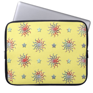 Farbige Sonne und Sterne Design Laptopschutzhülle