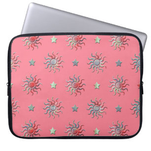 Farbige Sonne und Sterne Design Laptopschutzhülle