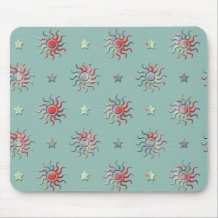 Farbige Sonne und Sterne Design Mousepad