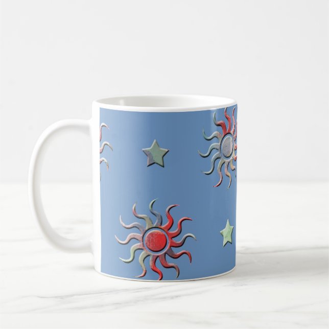 Farbige Sonne und Sterne Design Tasse (Links)